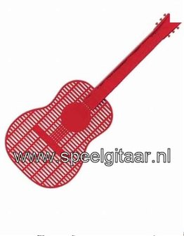 Vliegenmepper in de vorm van een gitaar, rood