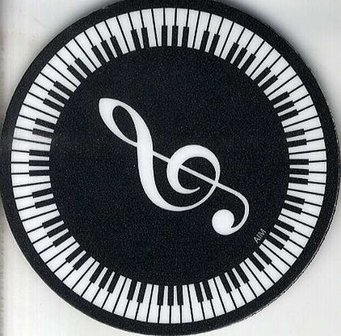 Onderzetter muziek met G-sleutel en toetsenbord afbeelding