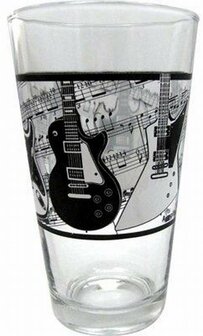 Frisdrank glas of bier vaasje met gitaren als opdruk
